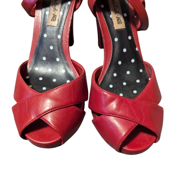 American Eagle Red Slingback Heels Strappy Summer - Picture 3 of 7
